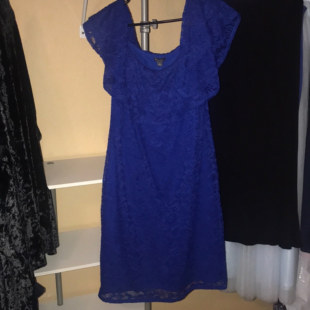 Blue off shoulder dress